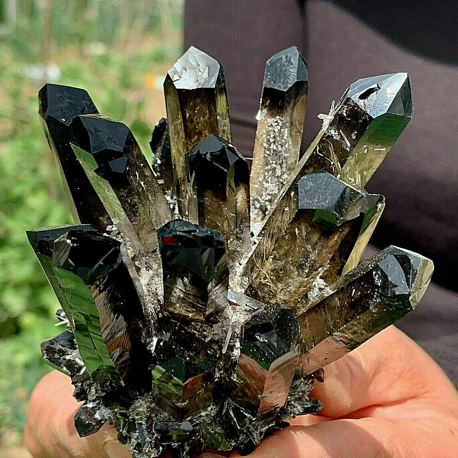 New Find black Phantom Quartz Crystal Cluster Mineral Specimen Healing 400g+ 1pc