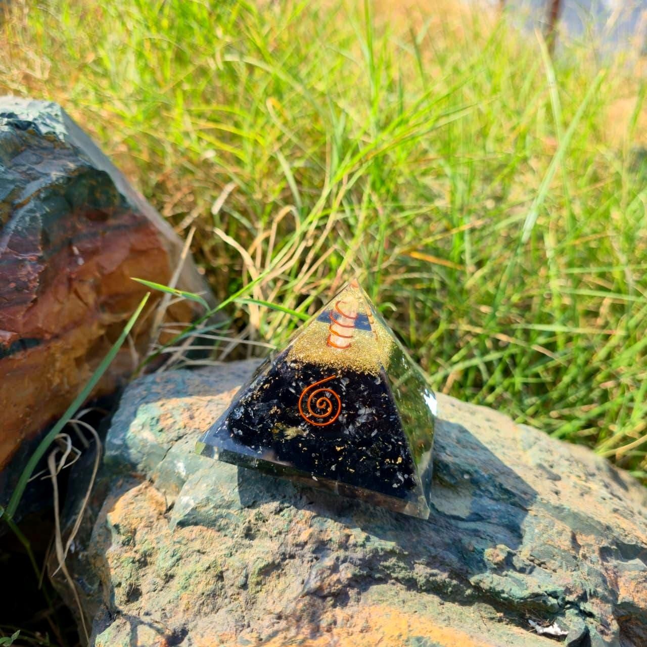 Black Tourmaline Orgone Pyramid EMF Protection Healing Crystal Root Chakra