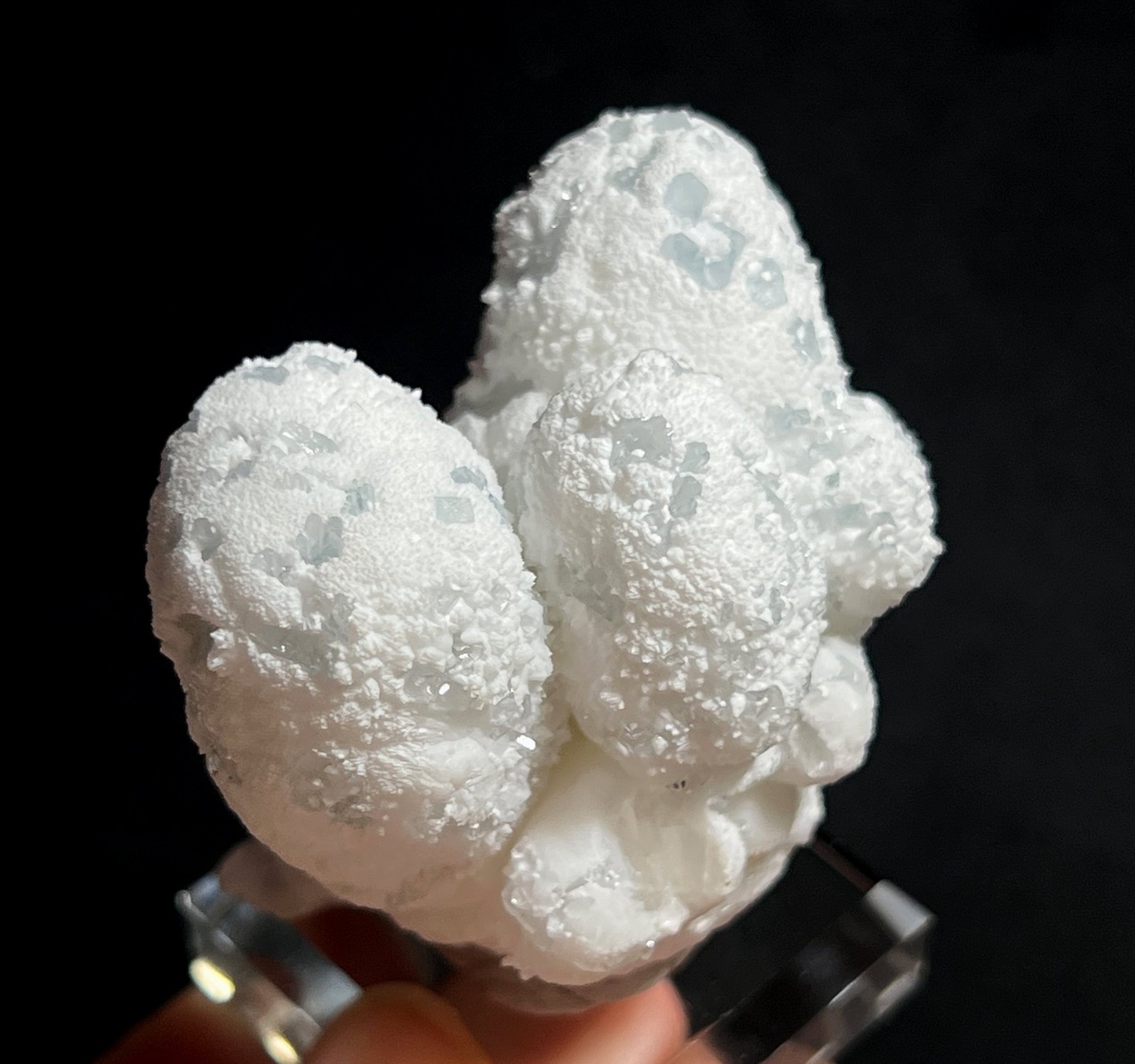 41mm Light blue Celestine included inBotryoidal Hydrozincite, Natural mineral