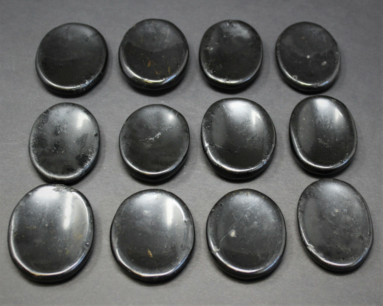 Black Tourmaline Worry Stone (Tourmaline Pocket Palm Stone, Polished Crystal)