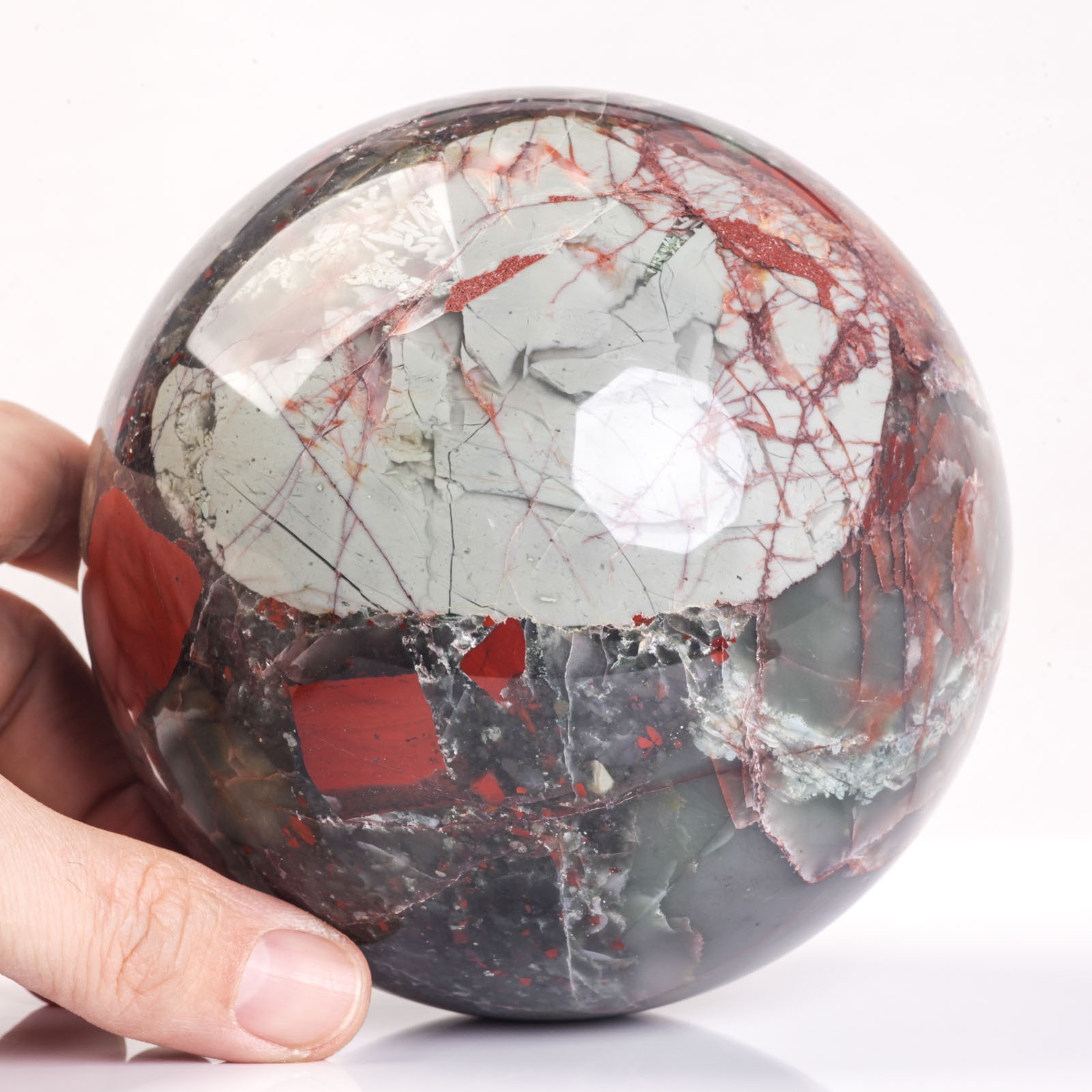 2003g 113mm Large African Bloodstone Sphere Crystal Ball Natural Quartz Healing