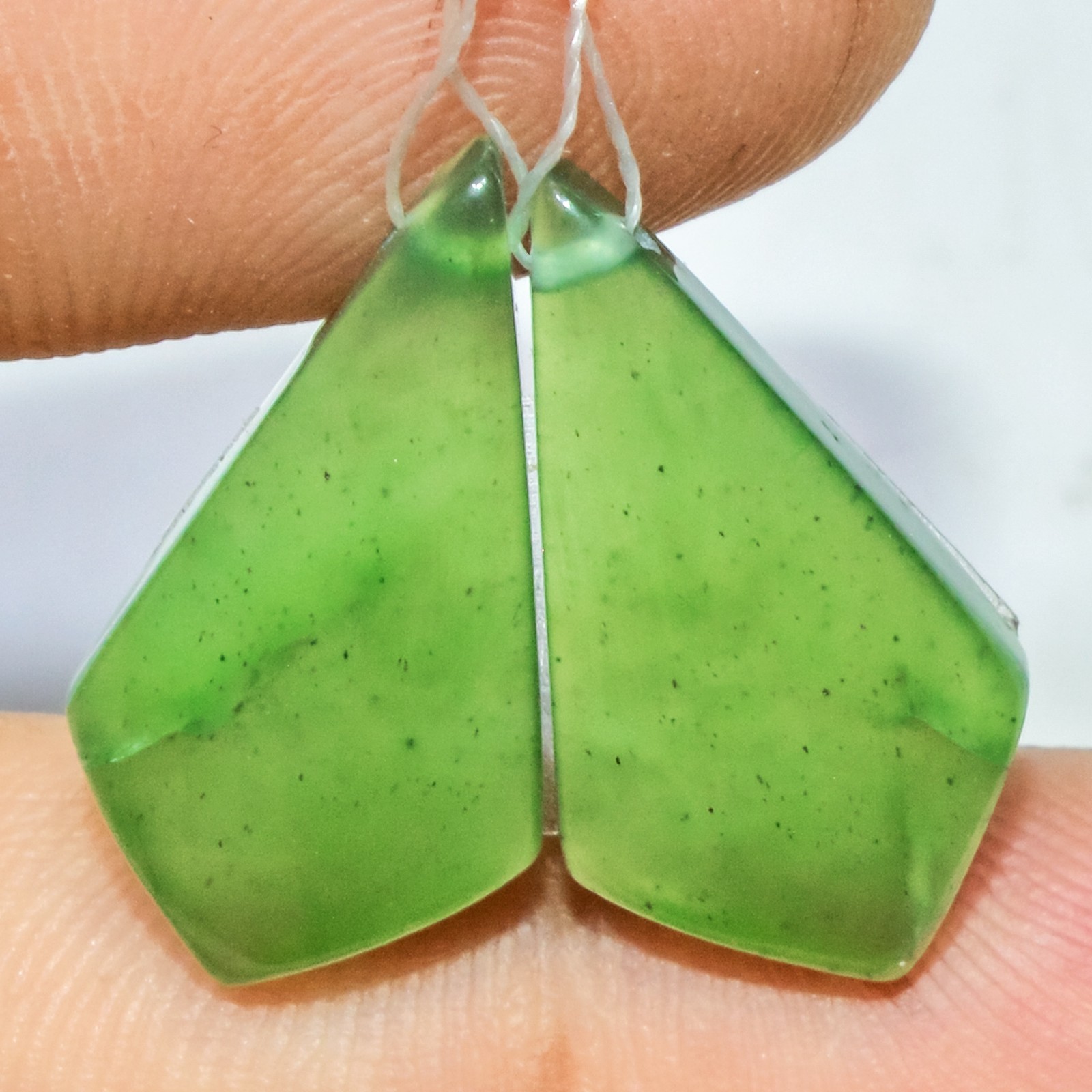 17 Cts Serpentine Cabochon Gemstone Wholesale Side Drill Pair 21x10mm #P1739