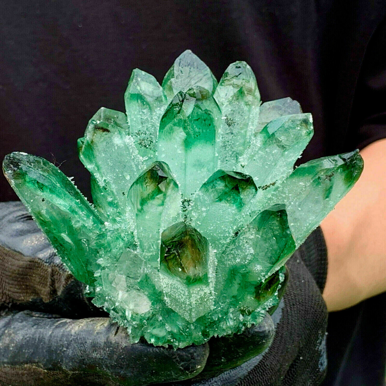 300g+ New Green Phantom Quartz Crystal Cluster Mineral Specimen Reiki Healing