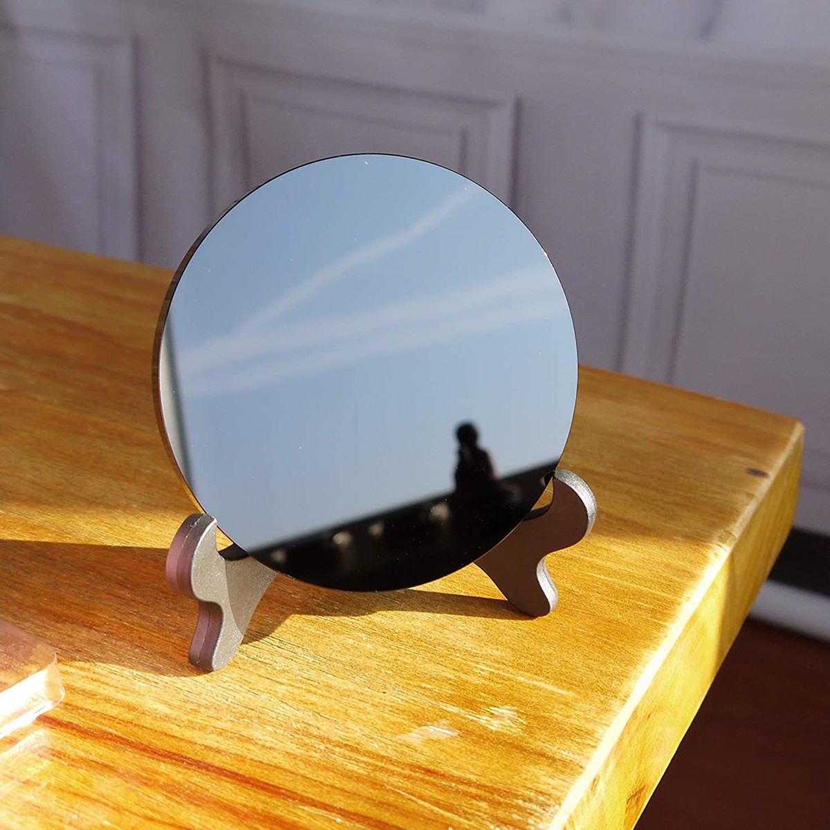 Polished Black Obsidian Crystal Scrying Mirror Healing Energy Home Decor Gift