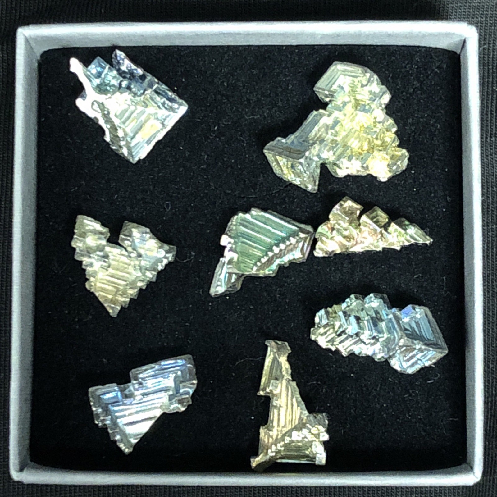 Bismuth Crystal Cluster Specimens Job Lot, x17 Pcs, 158g, Rainbow Aura Titanium