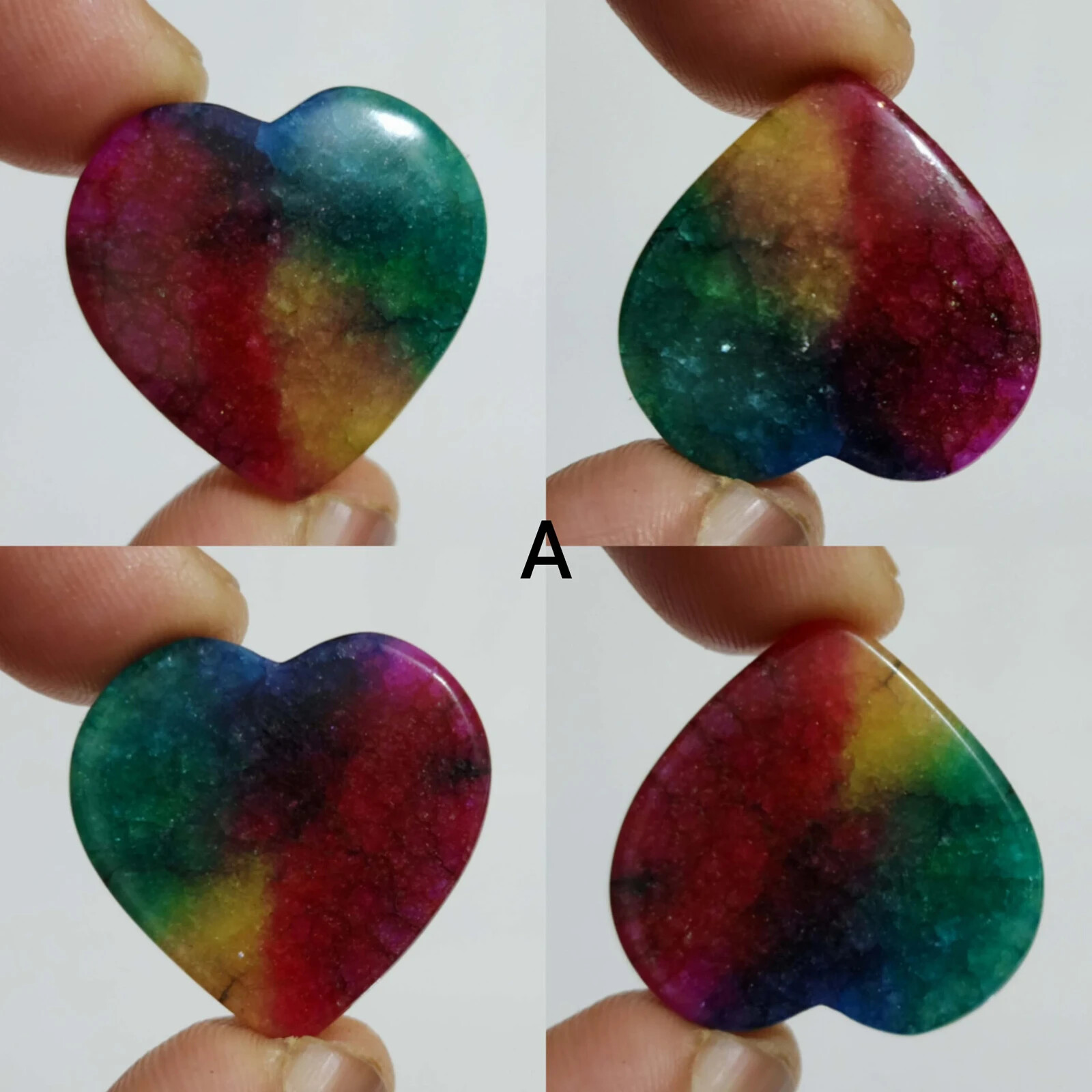 Top Rainbow Solar Quartz Heart Shape Cabochon Loose Gemstone For Making Jewelry