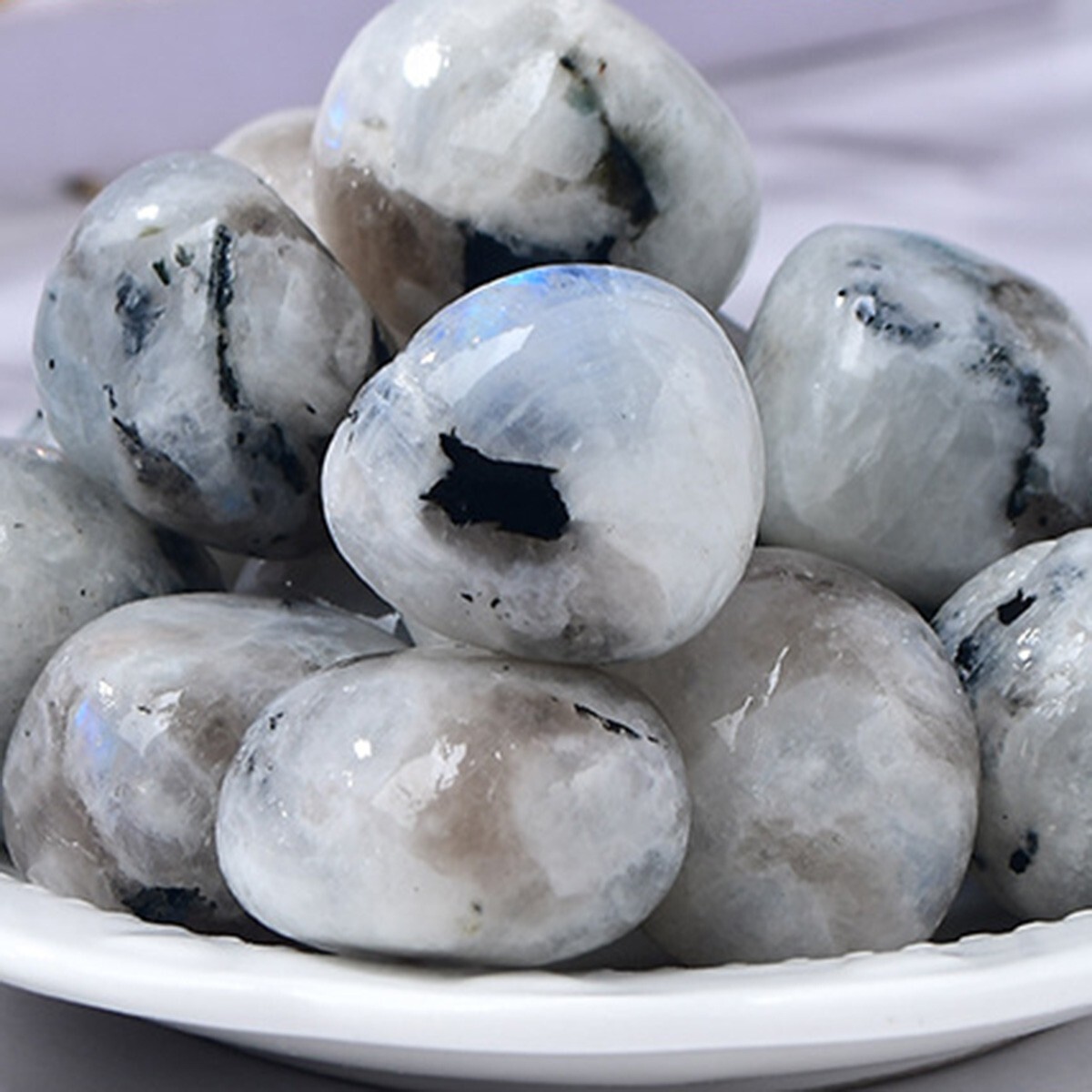 Rainbow Moonstone Tumbled Stone Mineral Specimen Crystal Healing Reiki Gifts