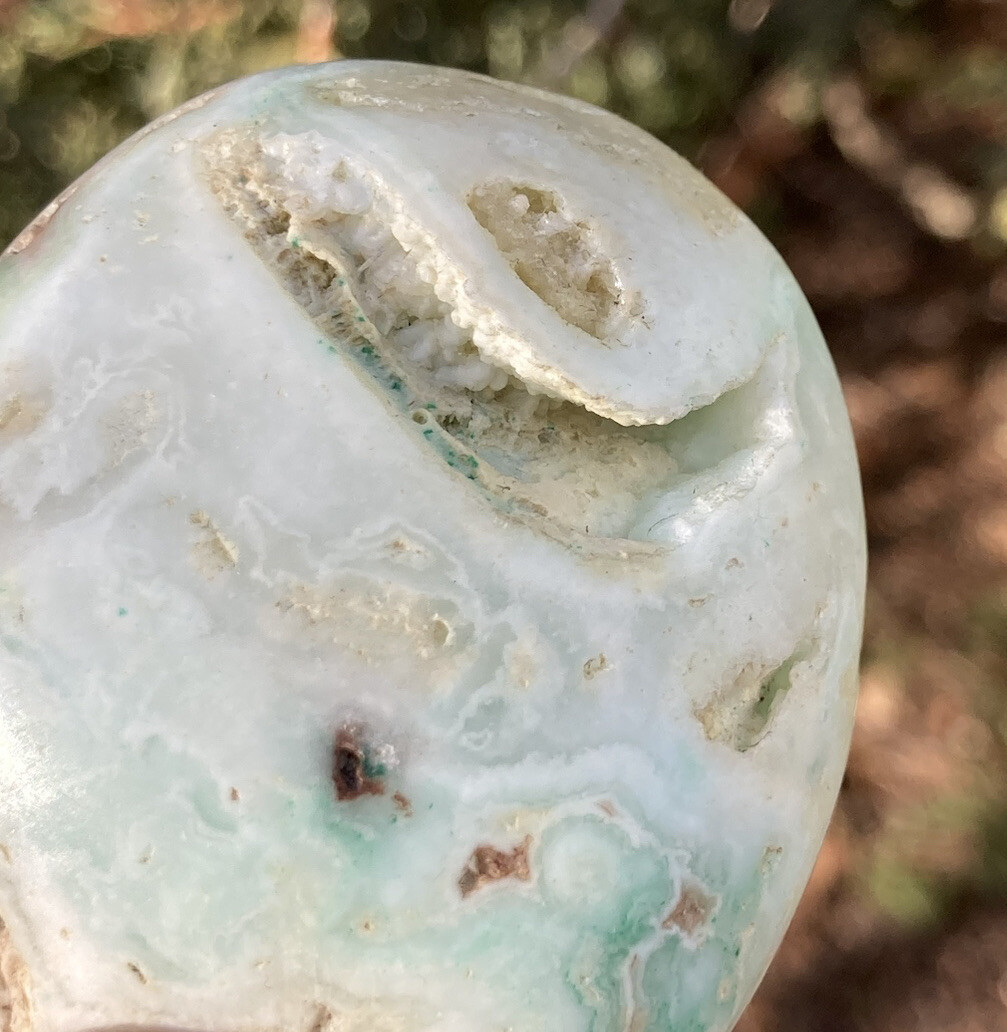 Handmade Polished BLUE ARAGONITE Healing Crystal Palm Stone Pebble CONGO 2.36″