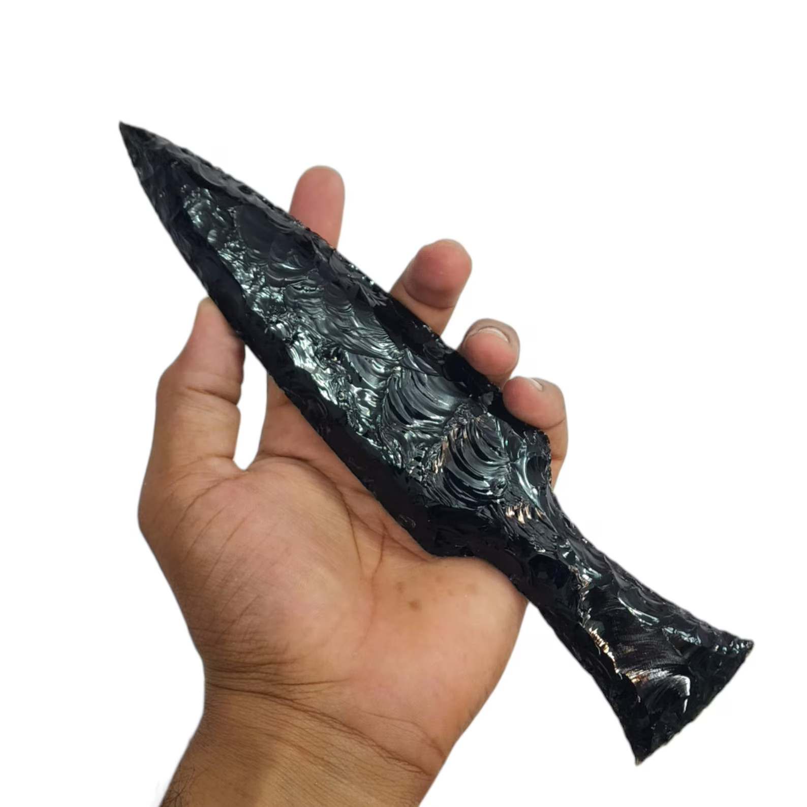 Black Obsidian Dagger Spear 4-14 Inch Handcrafted Display Piece