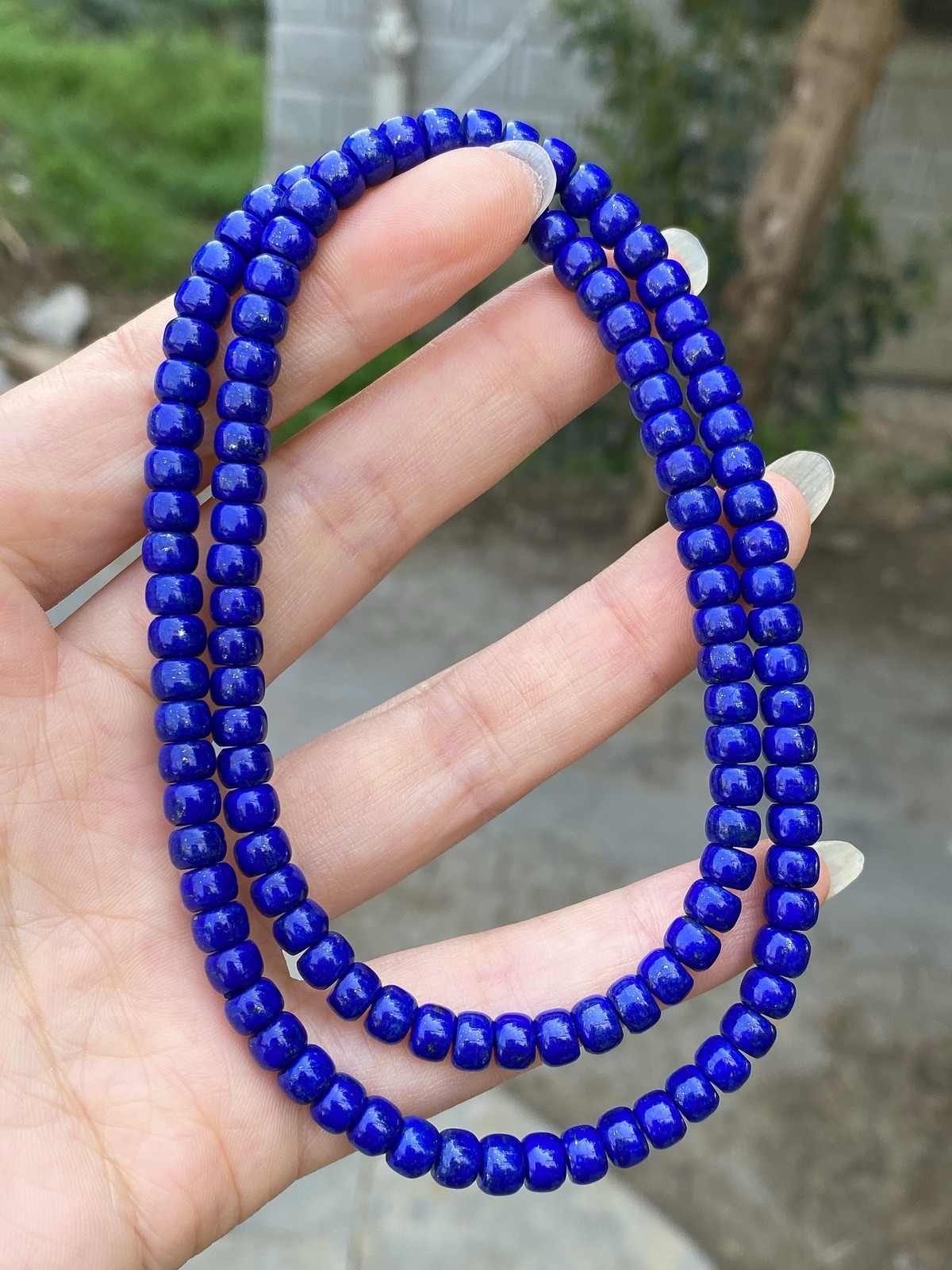 Premium Old Shape Lapis Bead Multi Strand Smooth Polished Ethnic Style Bracelet