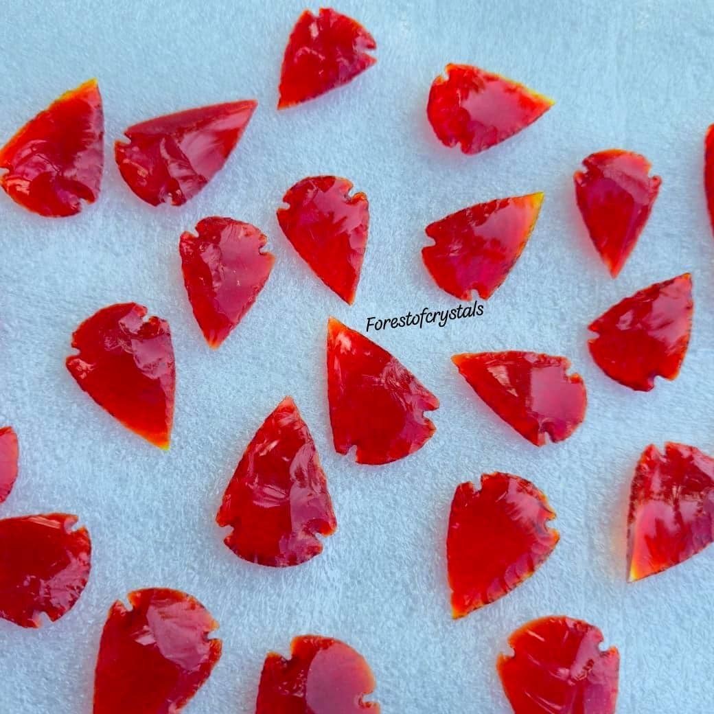 Bulk Red Obsidian Carnelian Arrowheads 1 to 1.5 Inch Handcrafted Crystal Points