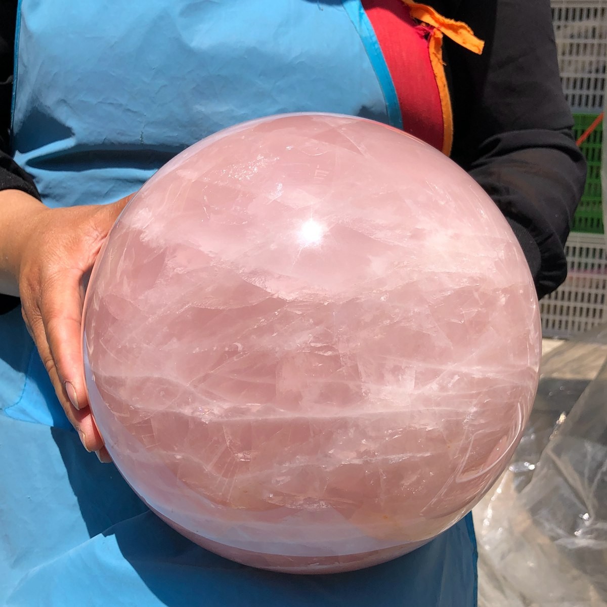 29.87LB Natura crystal Rose Quartz Sphere for Heart Chakra Balances Energy
