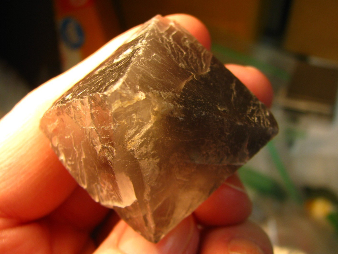 98g LARGE GRAY/CLEAR OCTAHEDRON FLUORITE 2.07×2.06×2.06in DE’AN JIANXI CHINA#243