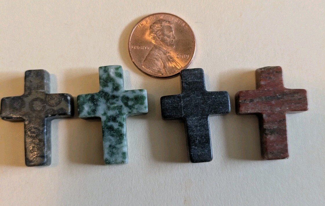 1″ Mini Crystal Crosses Natural Quartz Cross Shaped Worry Stones Charms – #9