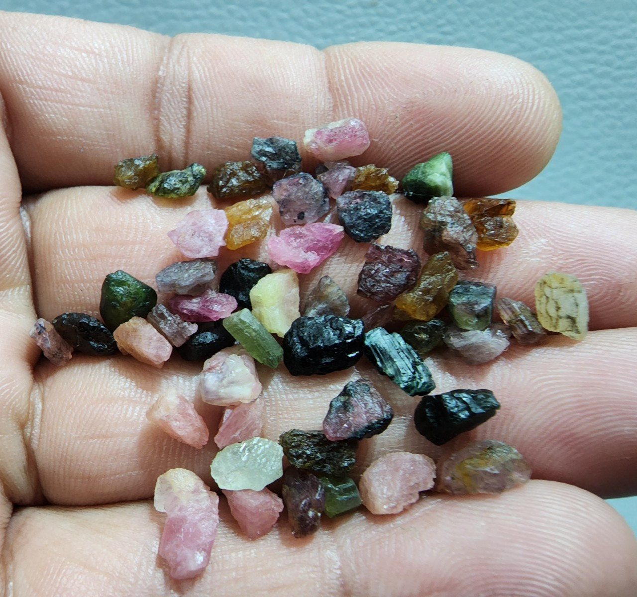 50 Pcs Ultimate A+ Multi Tourmaline Rough Crystal Raw Size 5-8 MM Jewelry Making
