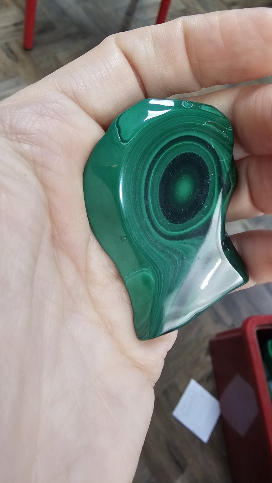 High Quality large Malachite crystal slice slab palm 24g 5.5cm