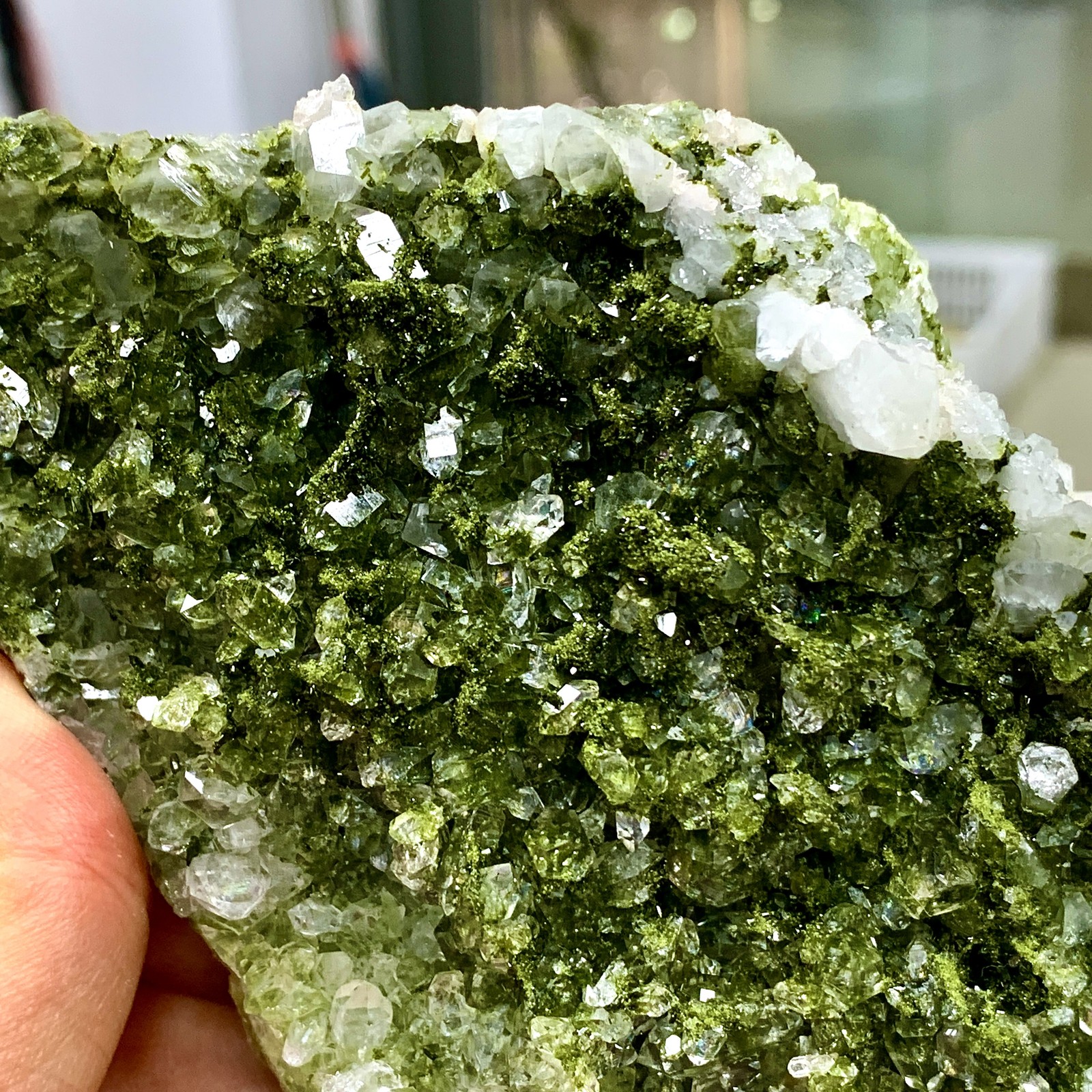 449G Natural green top-notch epidote quartz crystal minerals /Türkiye