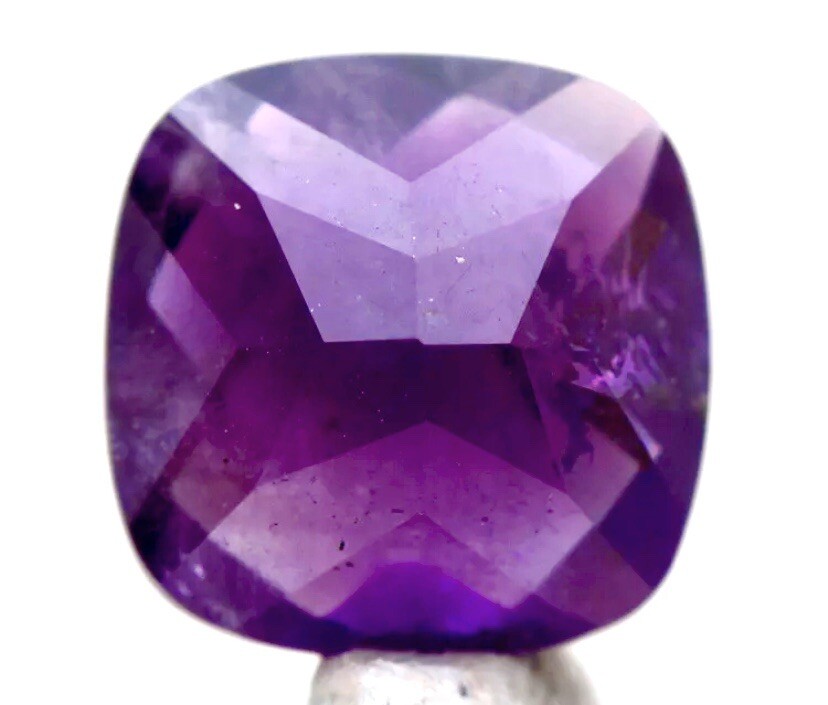 AMETHYST Purple Faceted Quartz Crystal Gemstone Cushion AUTHENTIC Gem A++ Grade
