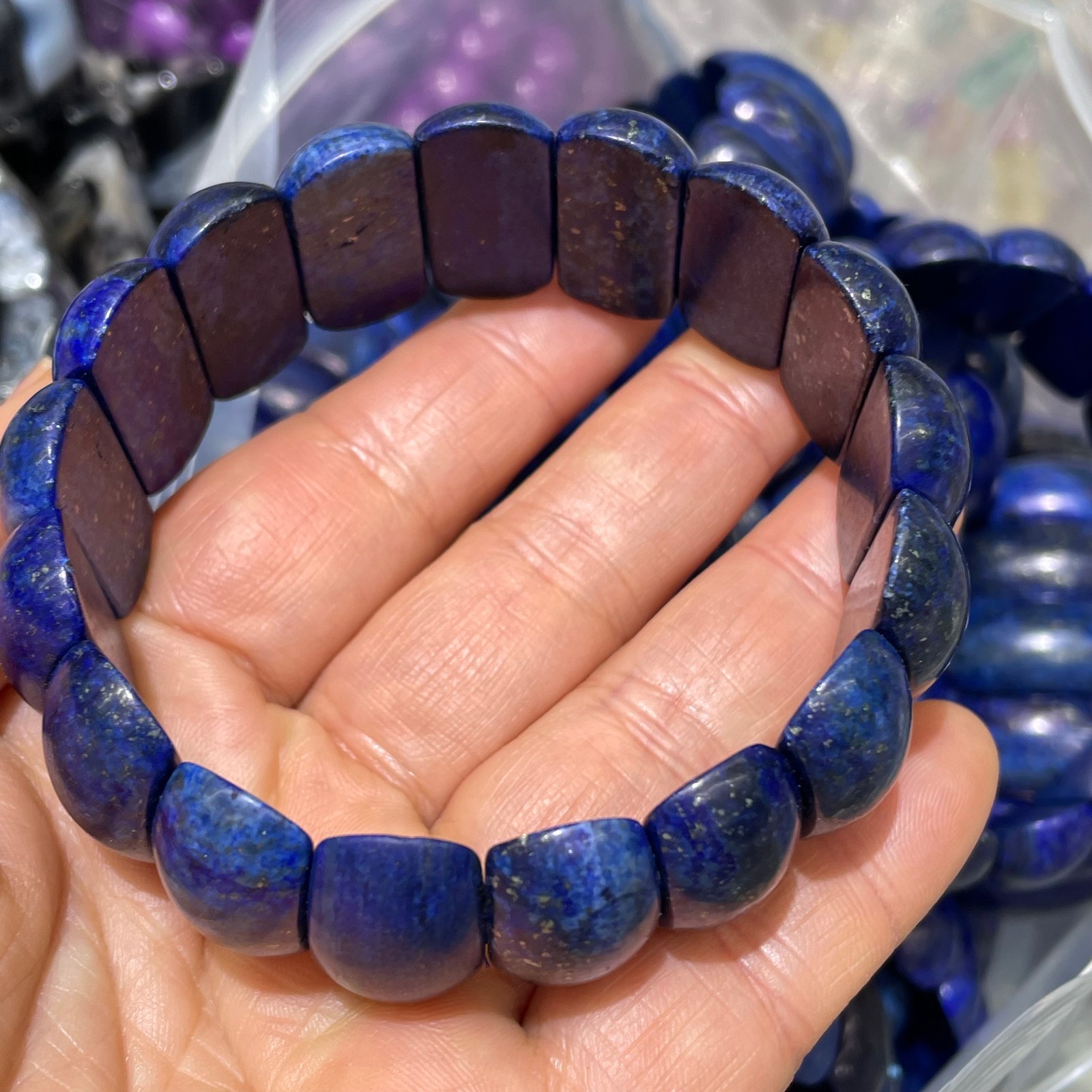 1pc Natural lapis lazuli Stone Elastic Rope Bracelet #40