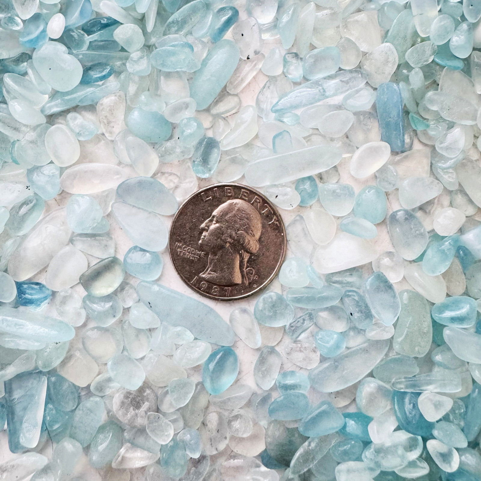 Aquamarine Tumbled Gemstone Chips, Polished Mini Stones 3-13mm, Wholesale Bulk