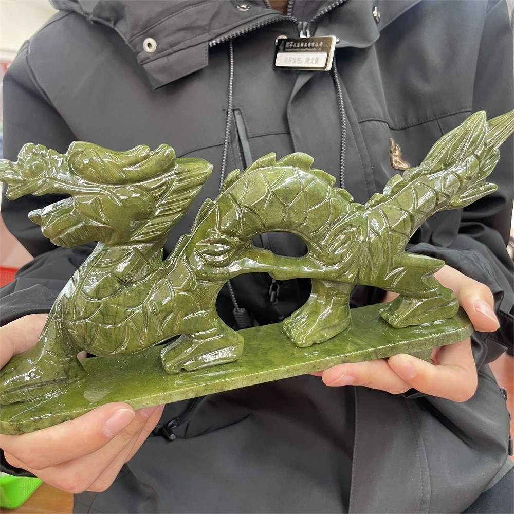 2.5LB 1″ Natural Xiuyan Jade Dragon Crystal Carving Reiki Energy Mineral Reiki