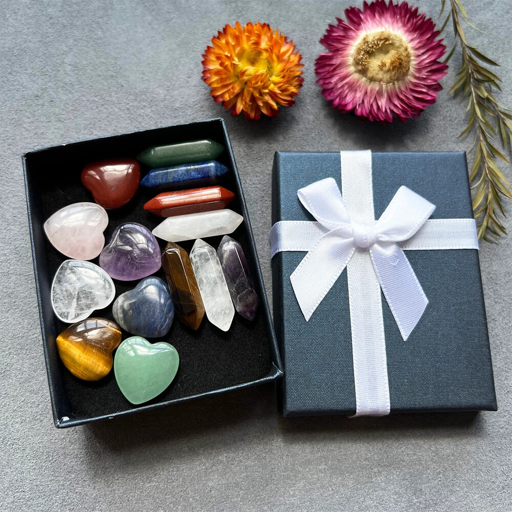 14PCS/Set Natural Obelisk Quartz Crystal Meditation Therapy Tower Healing Stone