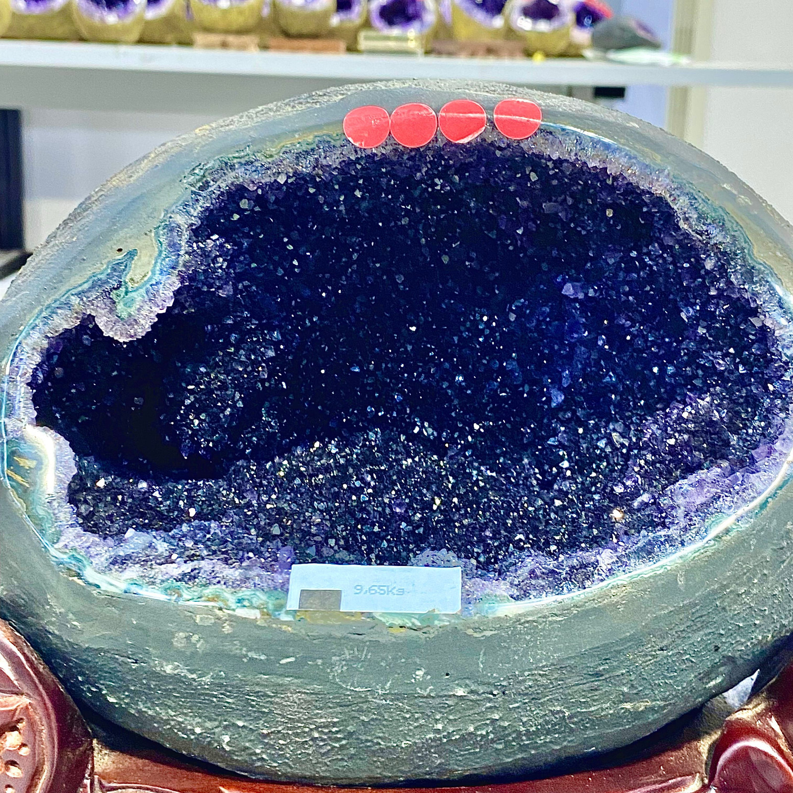 21.03LB Uruguay Natural Amethyst Money Bag Cave Decoration+Bracket
