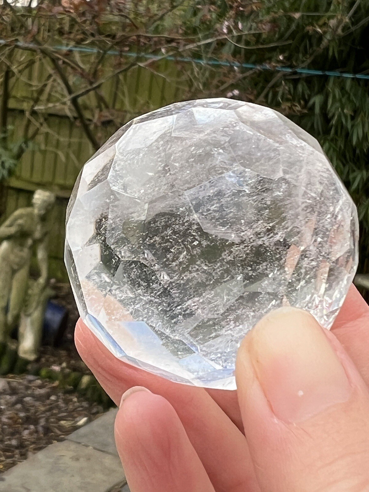 Clear Quartz Hand Faceted Large Crystal Ball AAA+ 43mm Diameter Freestanding 24