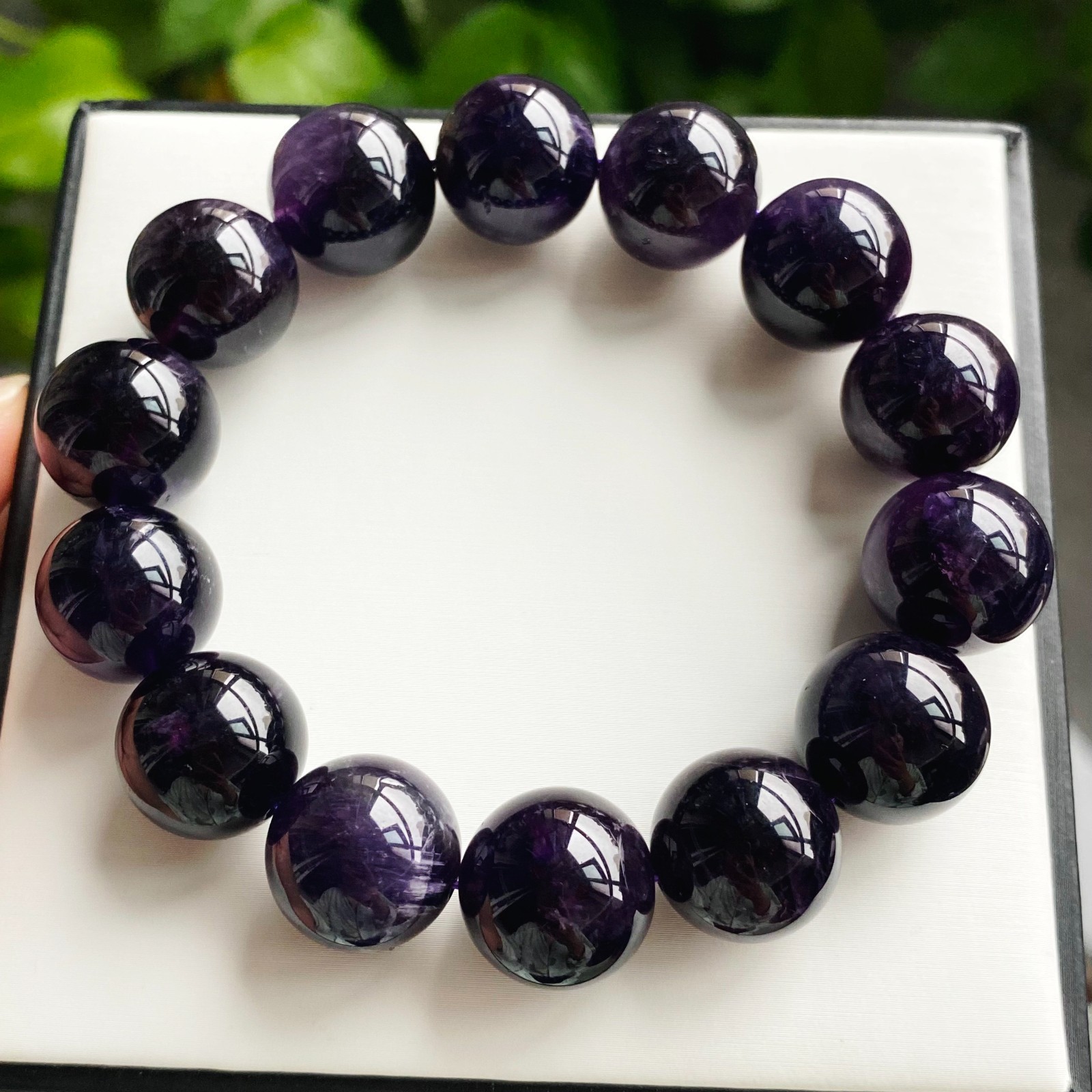 15mm Natural Rare Purple Amethyst Crystal Beads Bracelet 2101