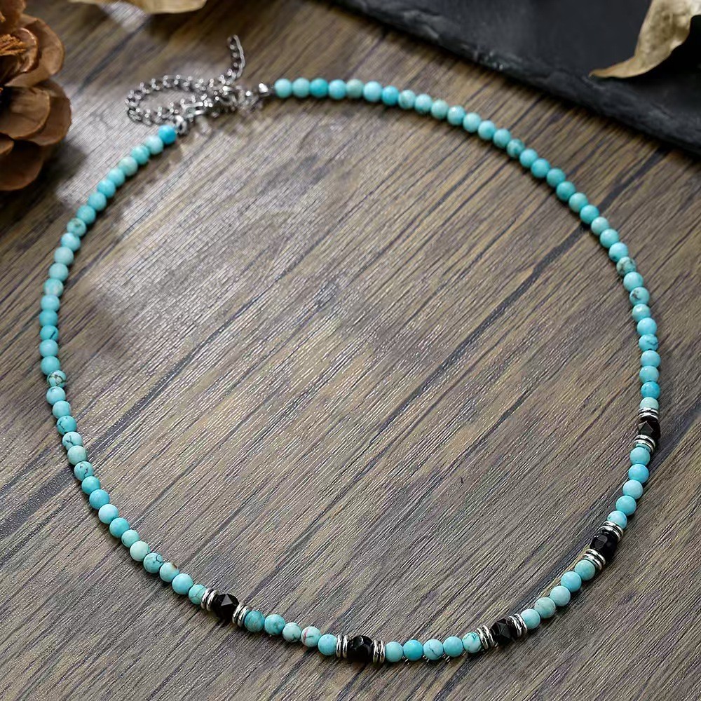 Handmade Turquoise Choker Bead Necklace Healing Reiki Energy Gift For Men