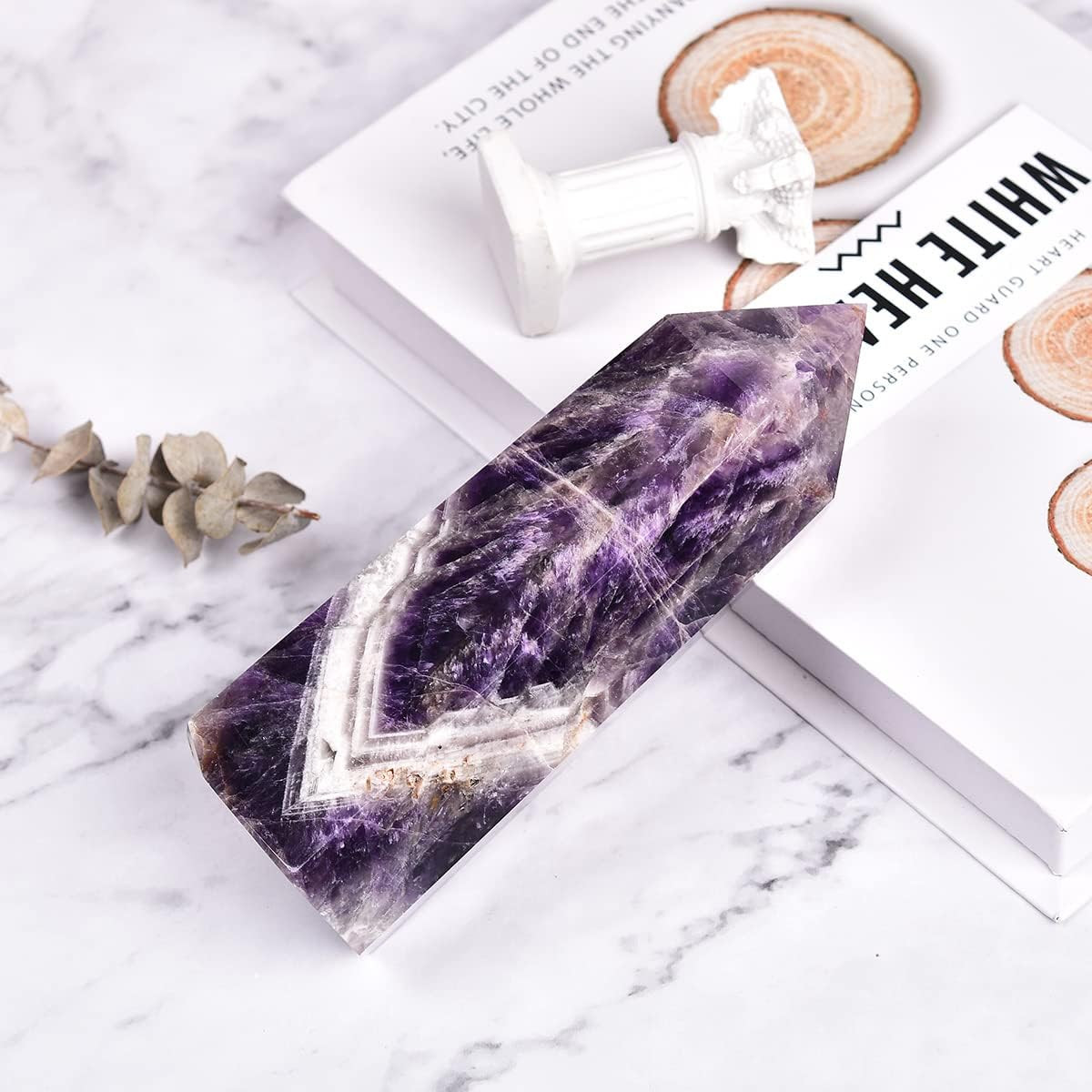Large Dream Amethyst Healing Crystal Wand Point Obelisk Tower 6 Faceted Reiki Ch