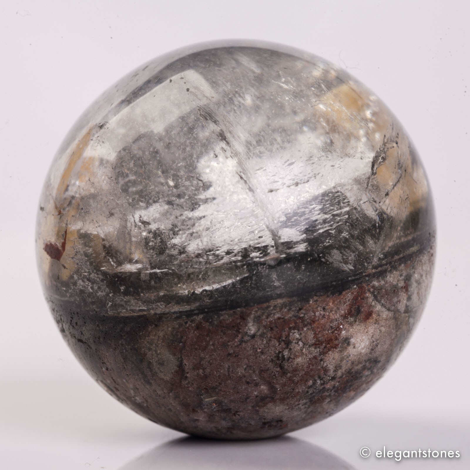 63g36mm Natural Garden/Phantom/Ghost/Lodolite Quartz Crystal Sphere Healing Ball