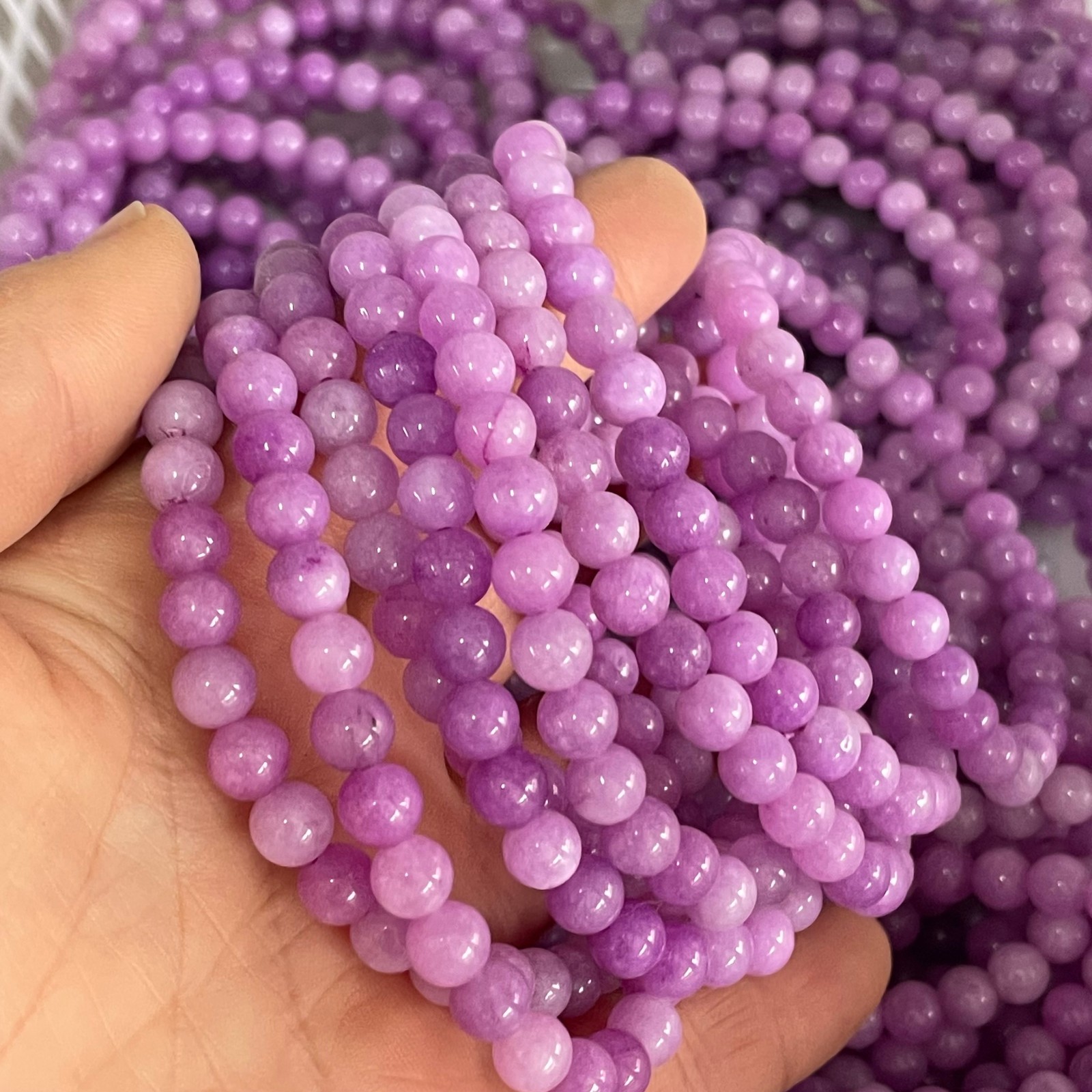 10pcs Kunzite Beads Purple Crystal Healing Reiki Infused Gemstone Size 6mm
