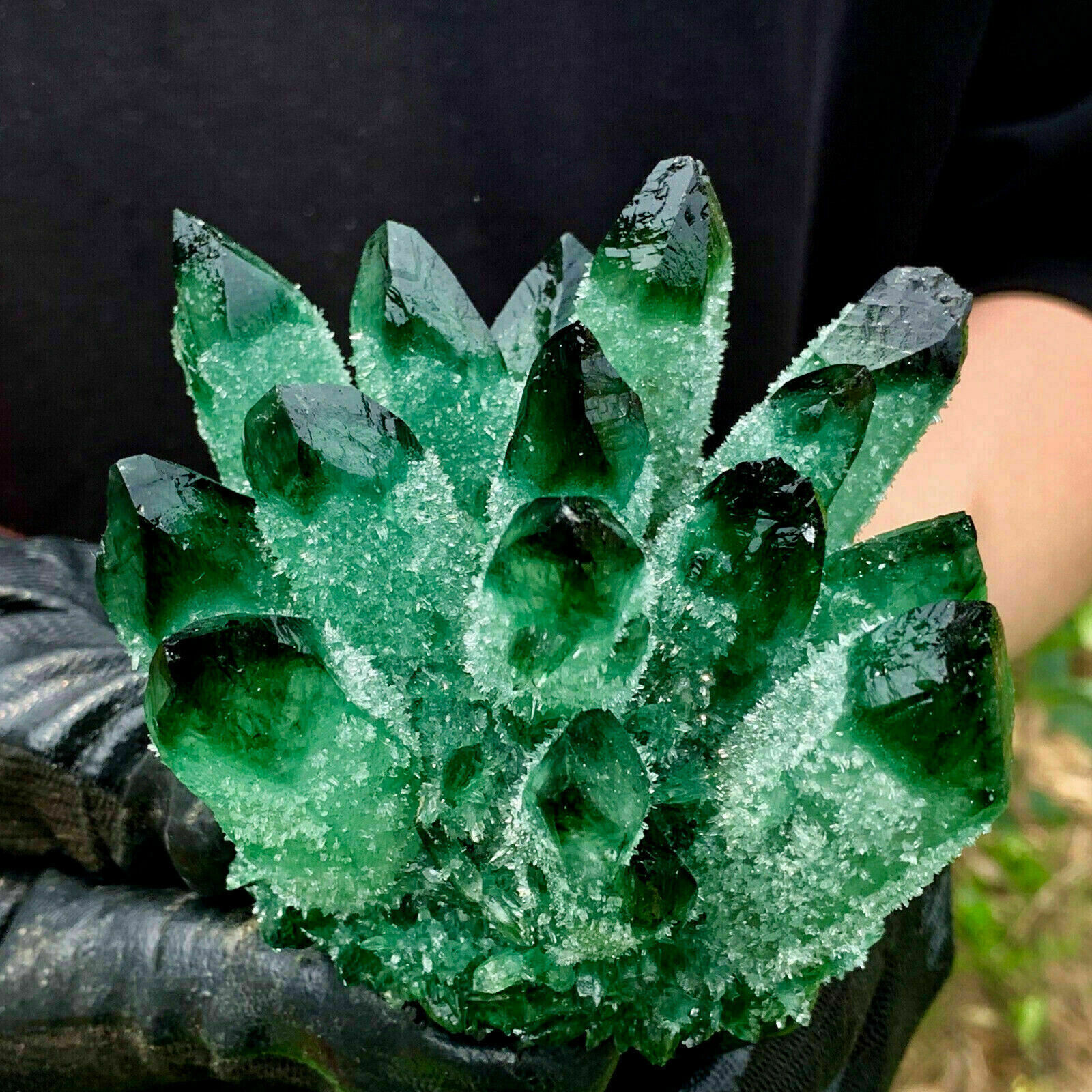 300g+ New Green Phantom Quartz Crystal Cluster Mineral Specimen Reiki Healing