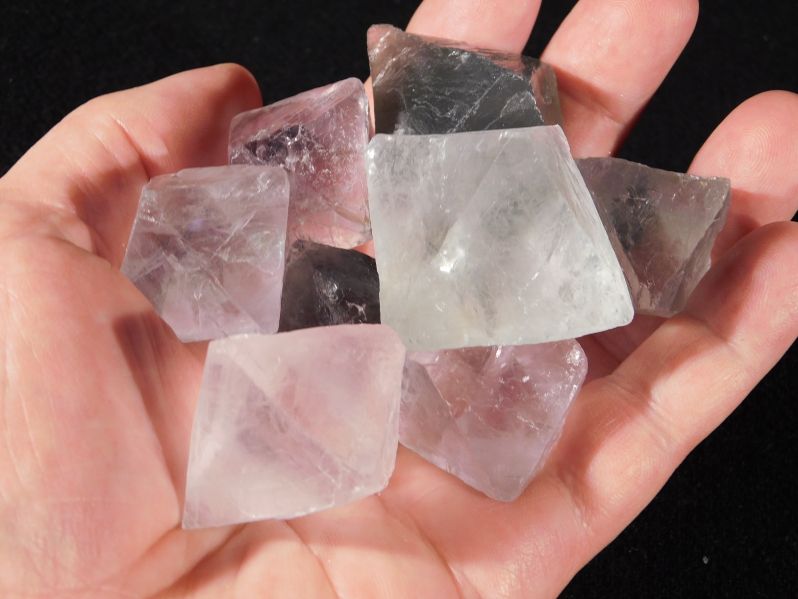 Big Lot of EIGHT! Translucent Octahedron FLUORITE Crystals From China 341gr