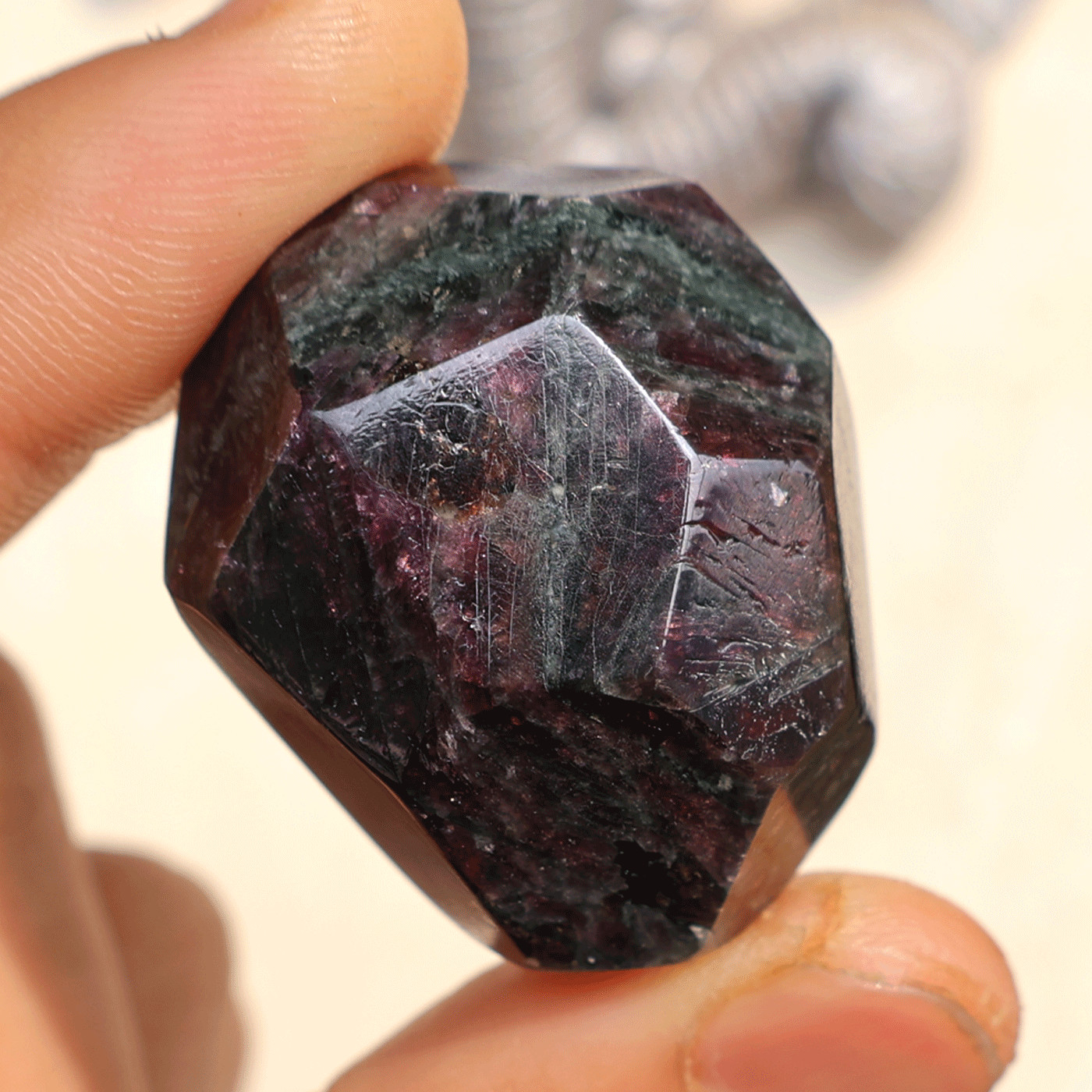 Earth’s Core~ 52.84g Natural Gemmy Garnet Faceted Crystal Sphere Ball Specimen