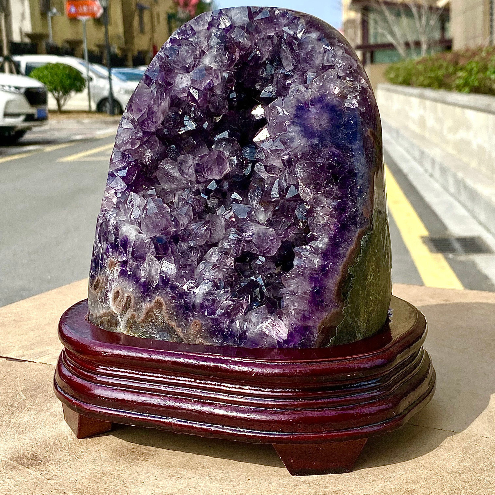 10.34LB Natural Uruguayan Amethyst Quartz Cave Geode Crystal Healing+base