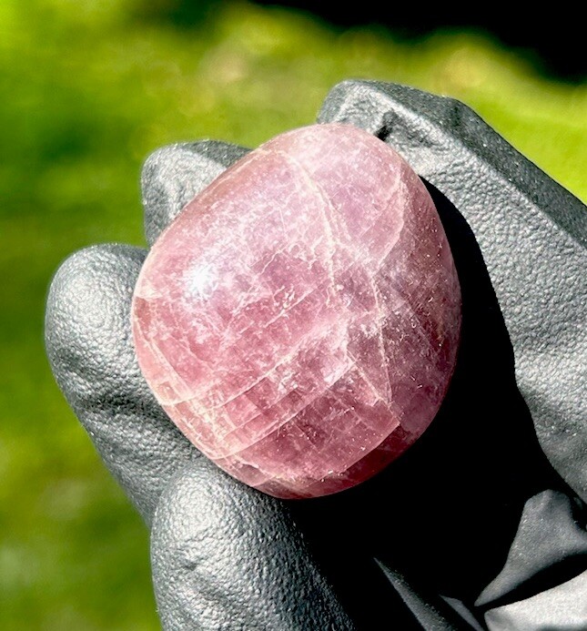 Handmade Polished Purple ANGELITE ANHYDRITE Rare Crystal Palm Stone MADAGASCAR