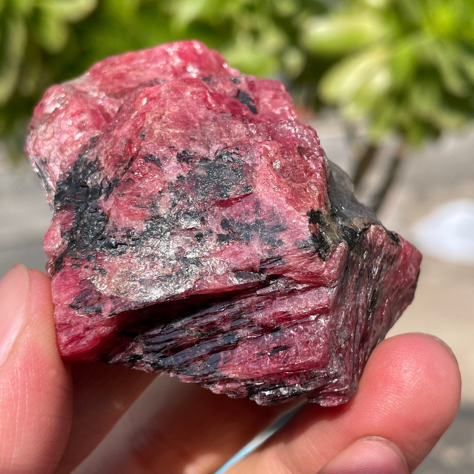 91g Small Rough Stone Natural Red Black Rhodonite Quartz Crystal Specimen