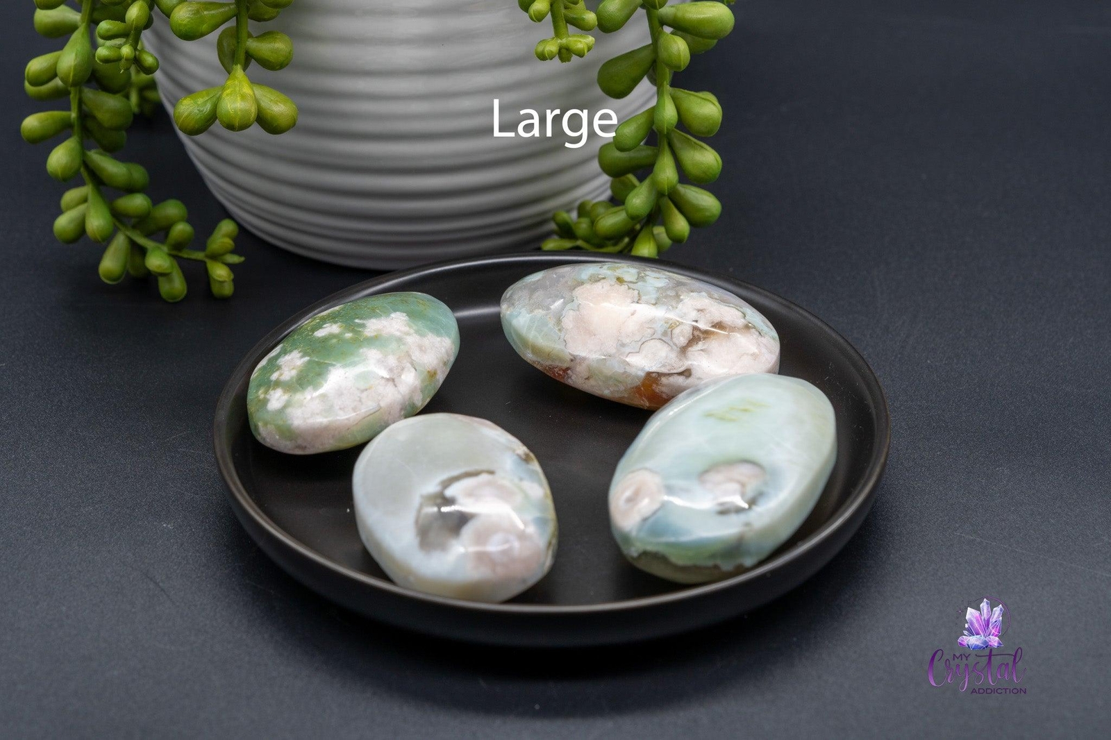 Green Flower Agate Palm Stone