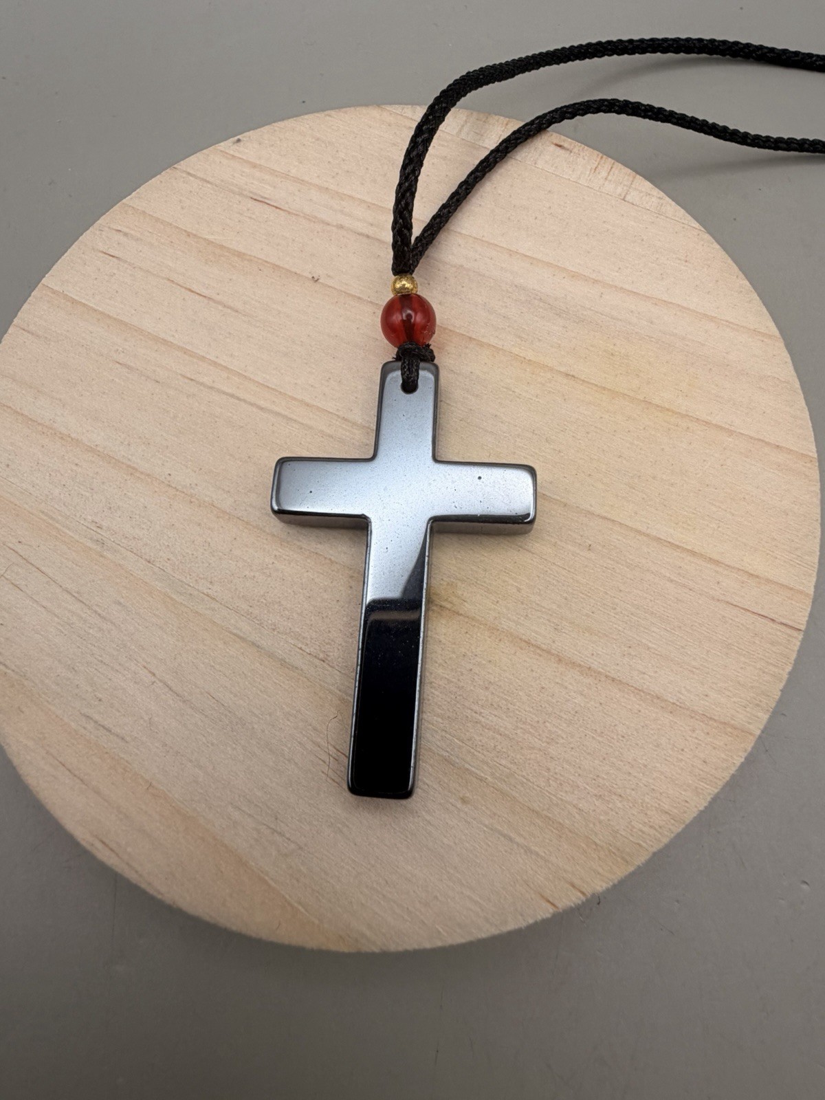 Simple Hematite Cross Cord Necklace Unisex And Adjustable Reiki Chakra Energy