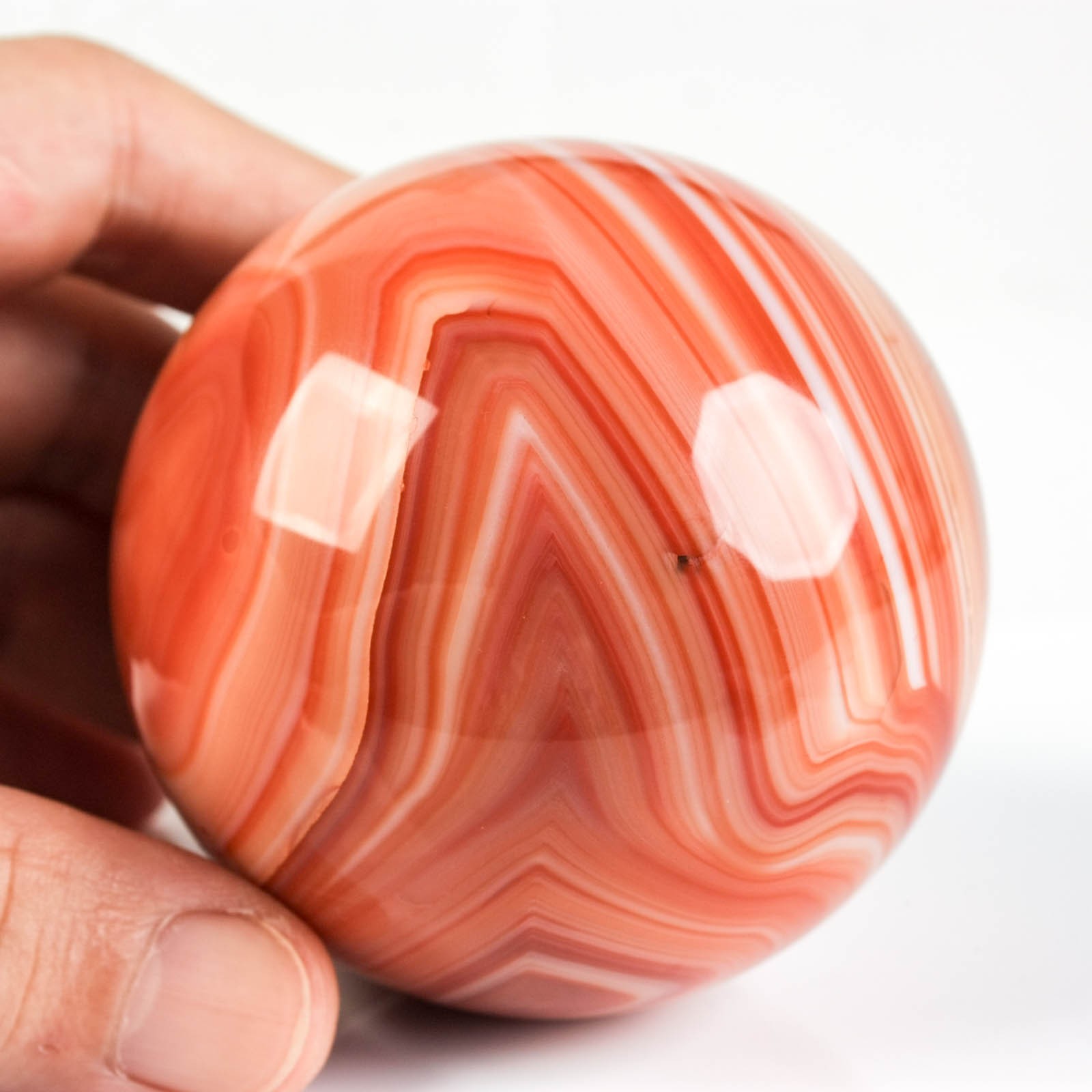 2.6″ 14.25oz Banded Carnelian Agate Sphere Crystal Ball Natural Mineral Specimen