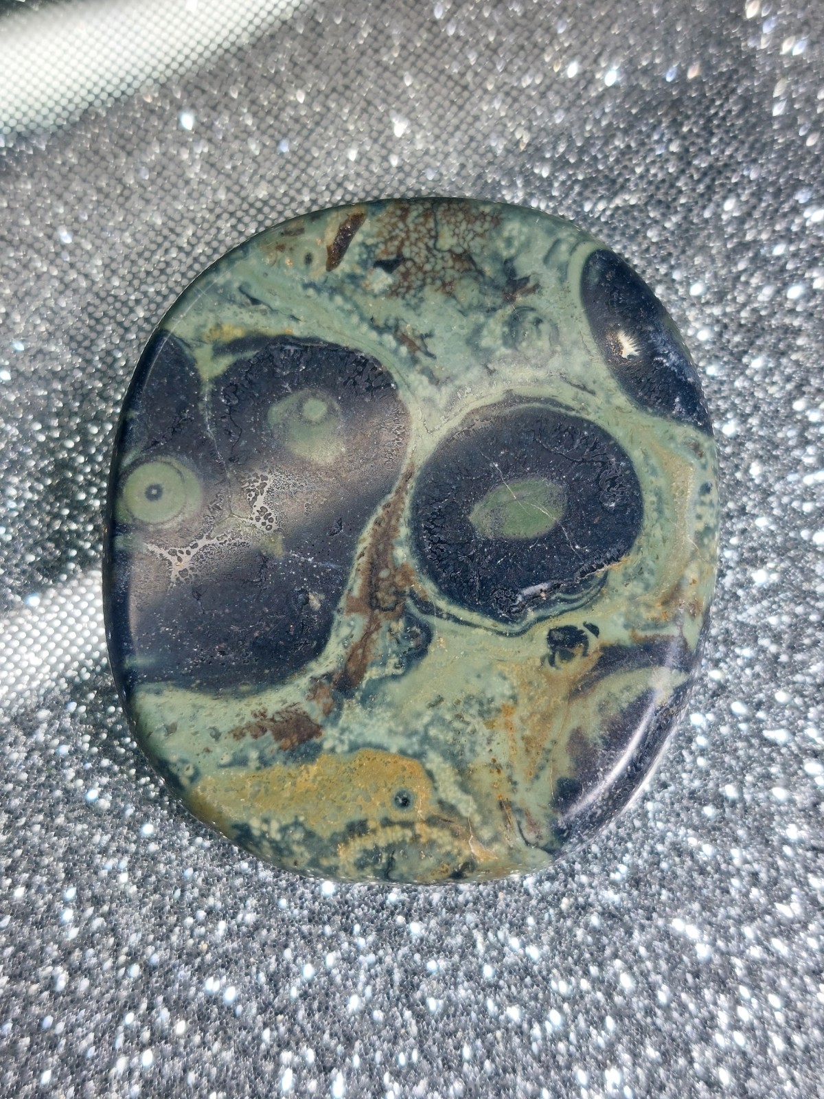 Kambaba Jasper Crystal Polished Slice Palm Stone Healing Energy 18.6g 3.5cm