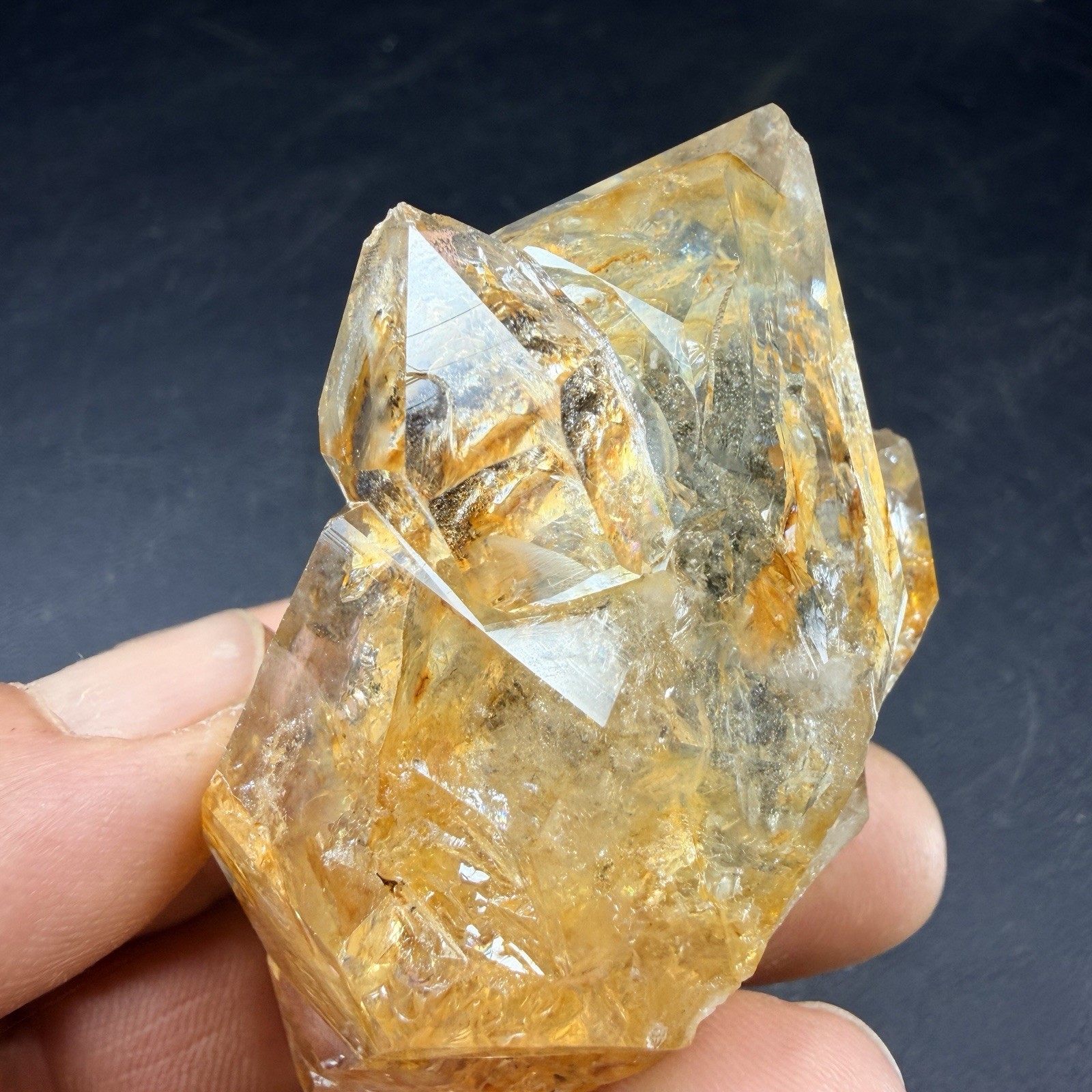 Golden Aura Herkimer Diamond Quartz Crystal Point Healer / New York *VIDEO*