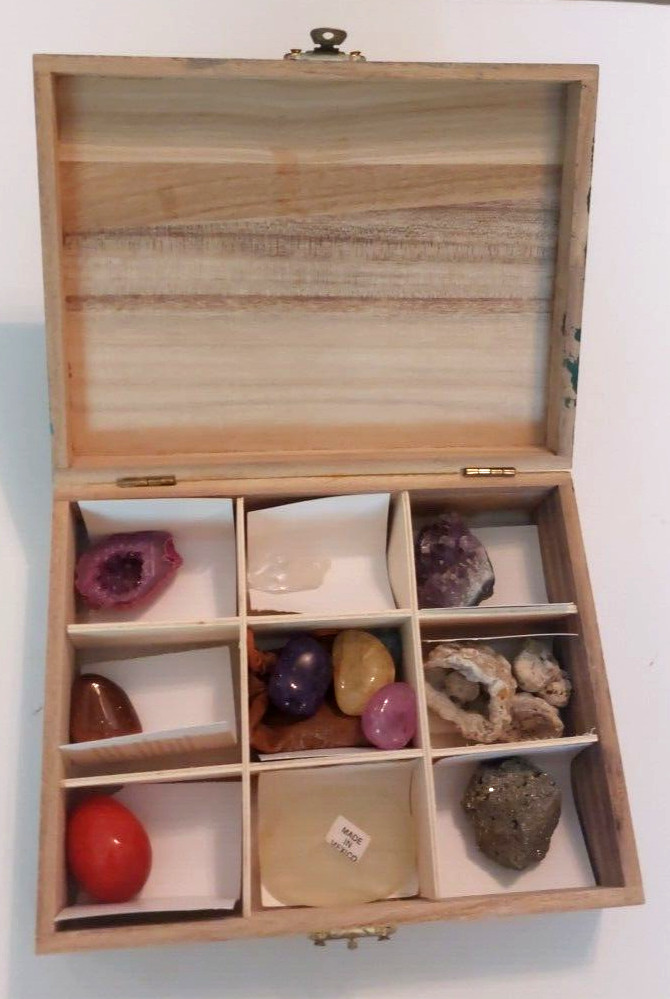 Colorful Rocks Mineral Sample Chart with Description Cards for Beginners w Box
