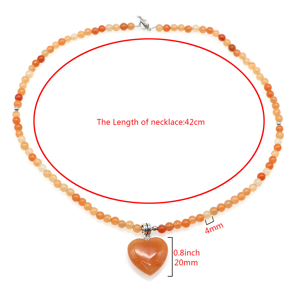 20mm Mini Love Heart Shaped Stone Pendant Necklace Healing Crystasl Jewelry Gift