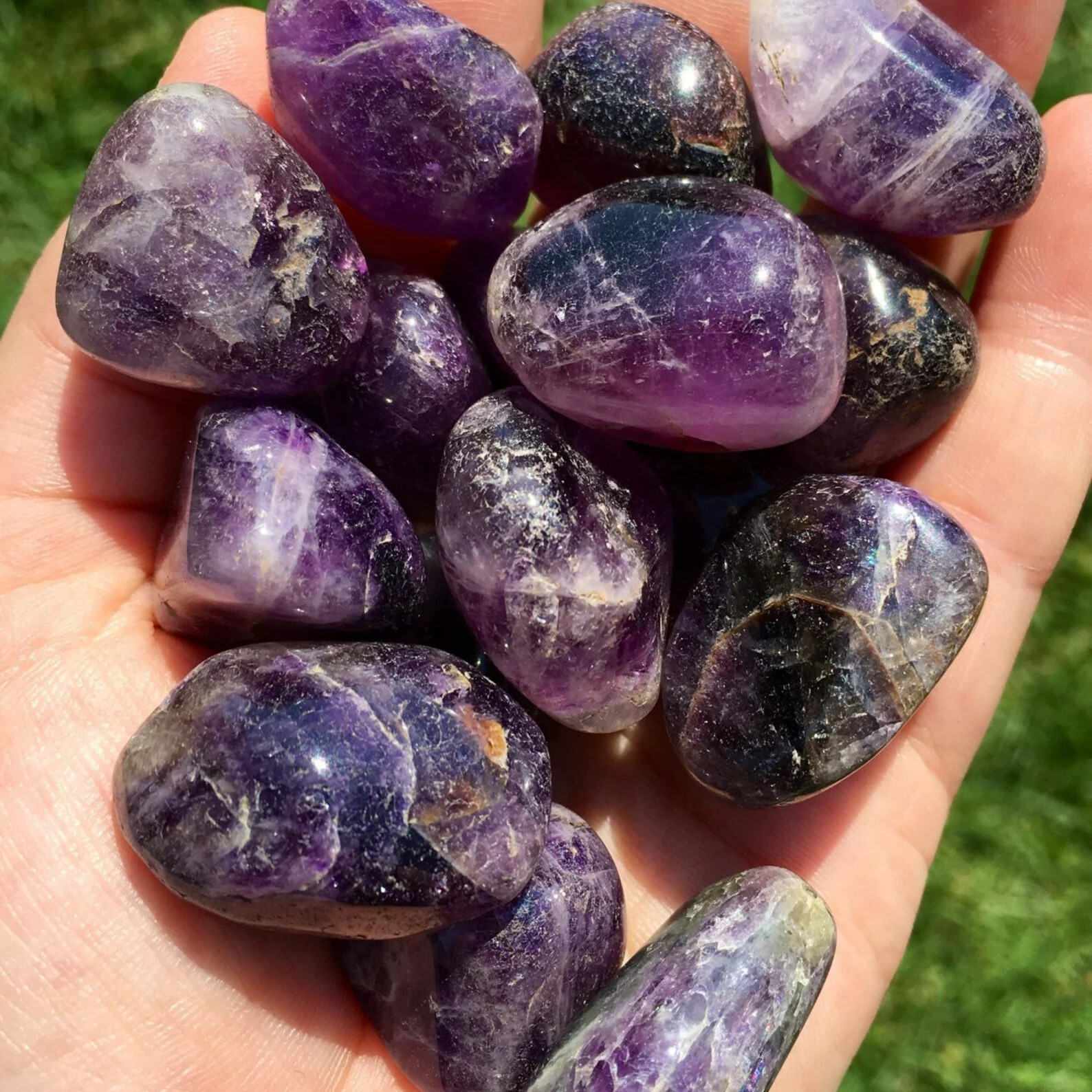 Amethyst Tumbled Pocket Stone Polished Palm Stone Crystal Reiki Collection Gift