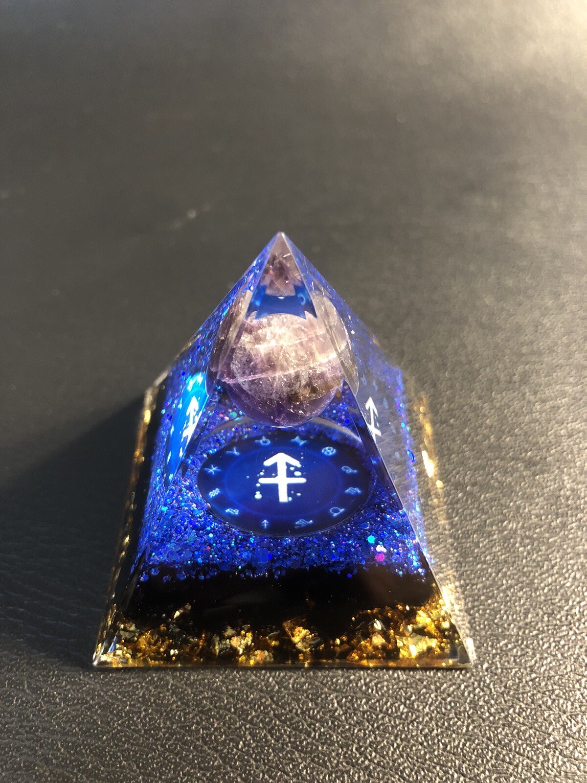 Sagittarius Orgonite Natural Pyramid Stone Crystal Energy Healing Reiki Chakra