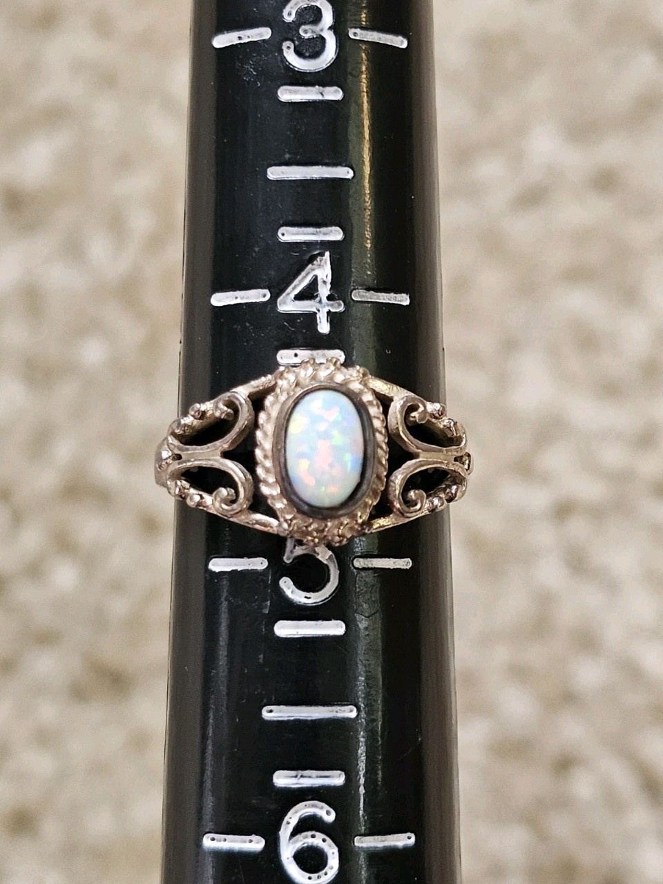 Sterling Silver Lab Created Opal Ring, Size 4.5, Crystals & Stones Mineral