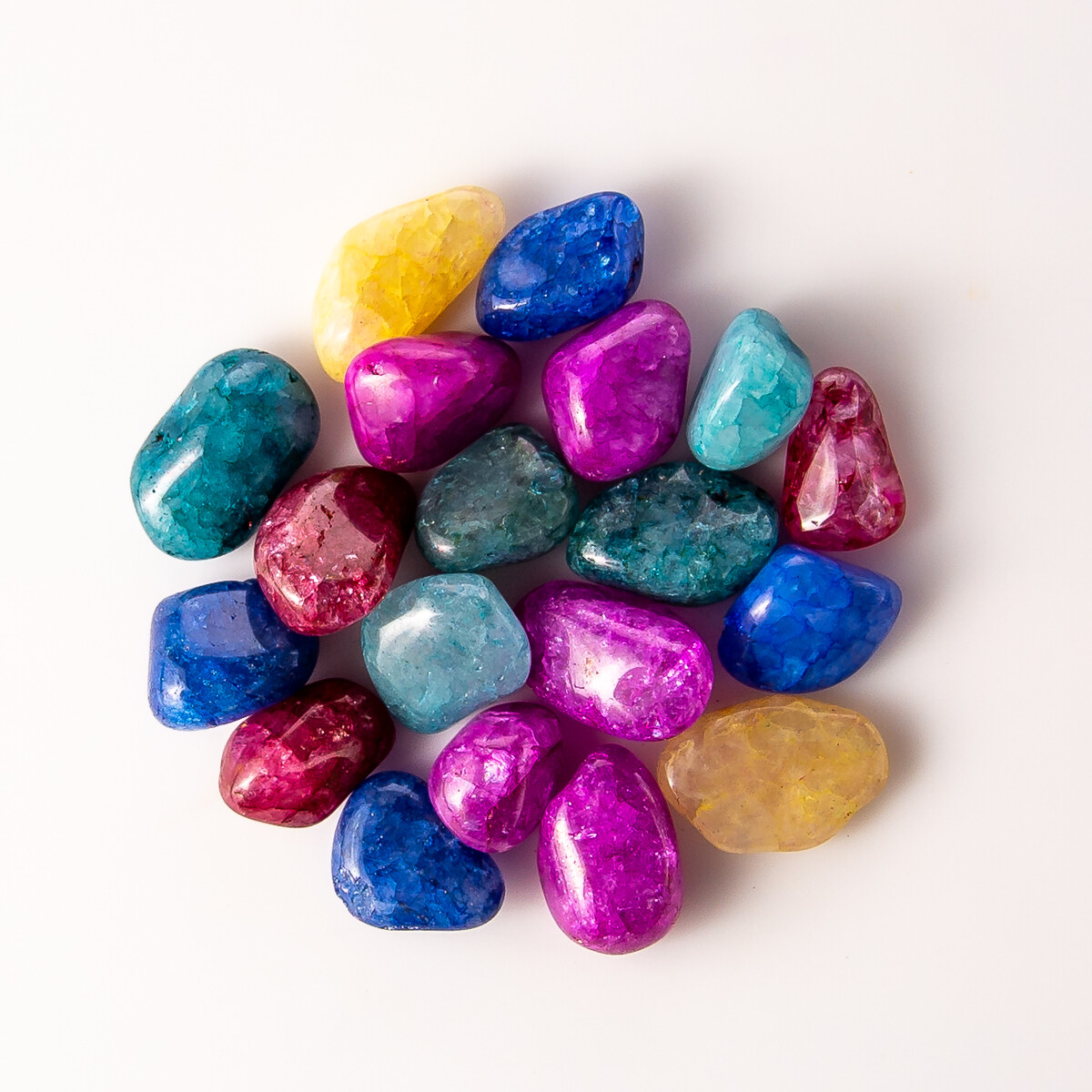 1/4 lb Tumbled Colorful Crackle Quartz Mix Gemstone Crystals 10-20 Stones Rocks